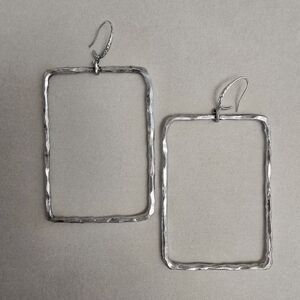 Silver Rectangular Hoop Earrings